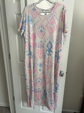 Dudley Stephens Pink & Blue Patterned Maxi Dress